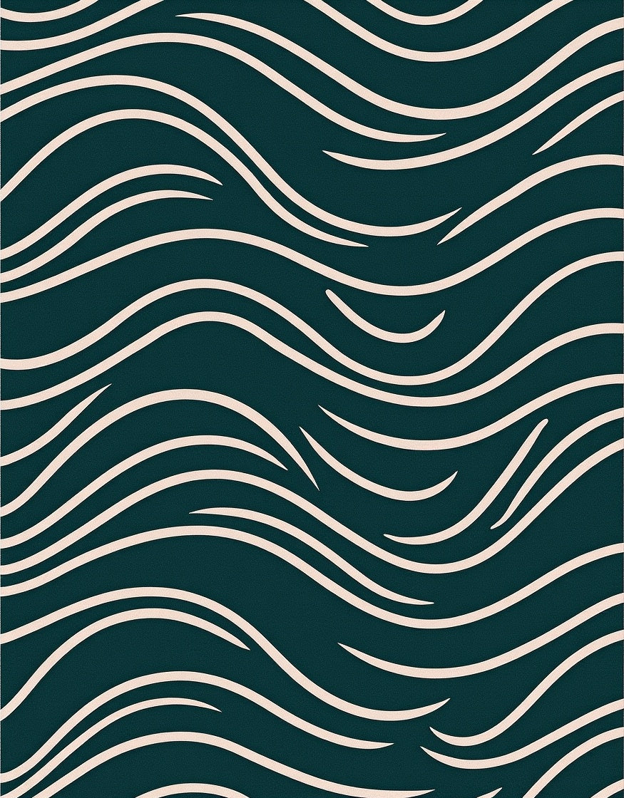 Deep Teal Wavy Stripe Sweep Rug