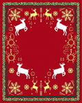 Festive Red Reindeer Snowflake Border Rug