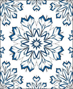 Deep Blue Radial Leaf Mandala Rug