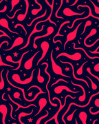 Crimson Swirl Abstract Organic Starbursts Rug