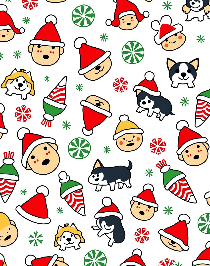 Festive Christmas Faces Dogs Treats Rug