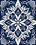 Deep Blue Intricate Floral Medallion Rug
