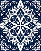 Deep Blue Intricate Floral Medallion Rug