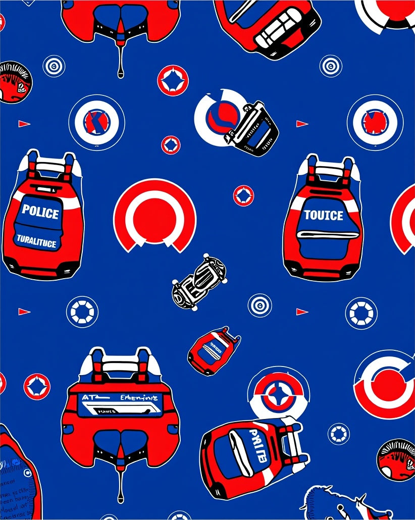 Red Blue Bold Graphics Collage Rug