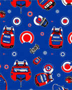 Red Blue Bold Graphics Collage Rug