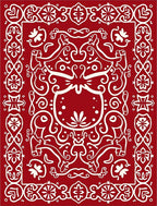 Crimson White Folk Animal Medallion Rug