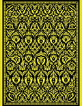 Vibrant Yellow Black Floral Scroll Rug
