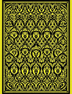 Vibrant Yellow Black Floral Scroll Rug