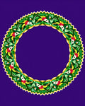 Vibrant Green Floral Wreath Round Rug