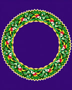Vibrant Green Floral Wreath Round Rug