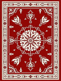 Crimson Cream Intricate Floral Medallion Rug