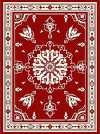 Crimson Cream Intricate Floral Medallion Rug