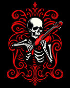 Crimson Skeleton Violinist Ornate Rug