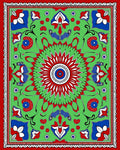 Vibrant Red Blue Green Floral Medallion Rug