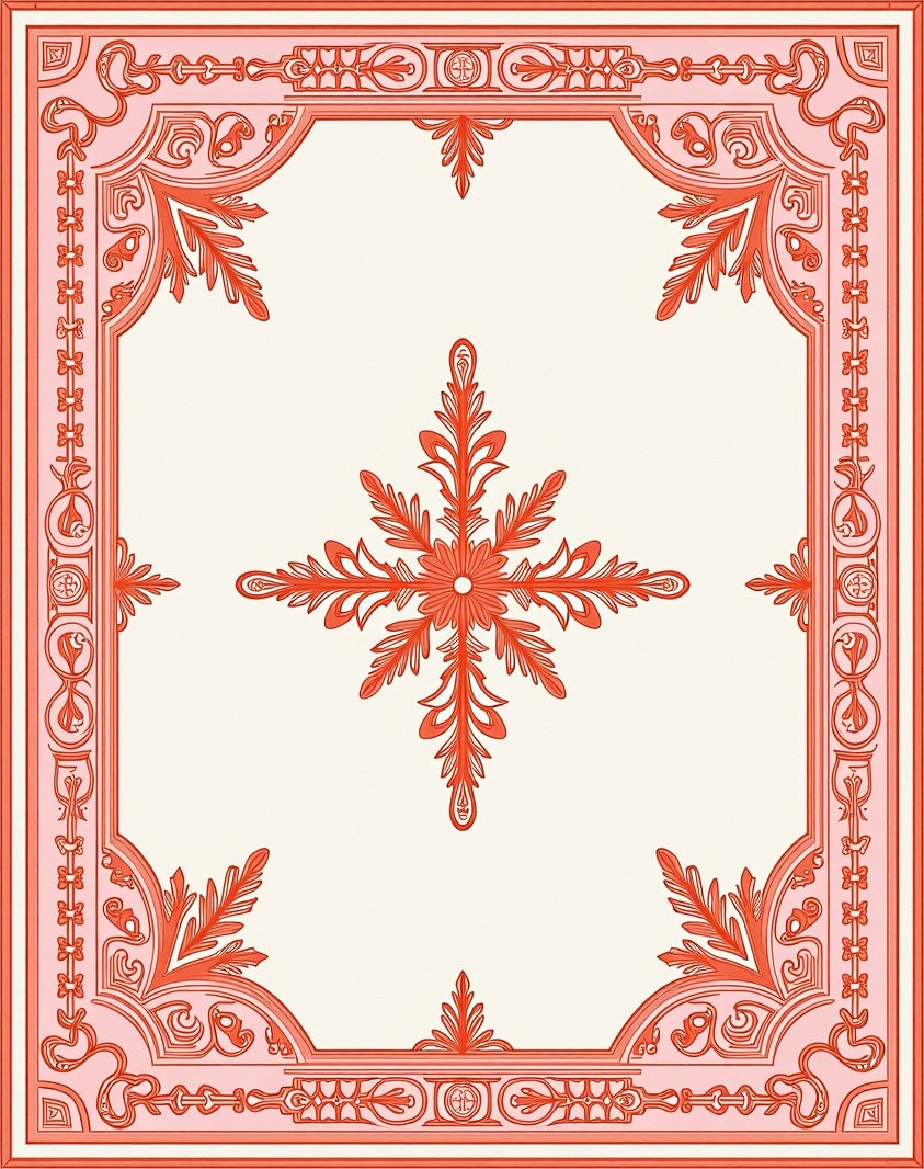 Coral Blossom Medallion Border Rug