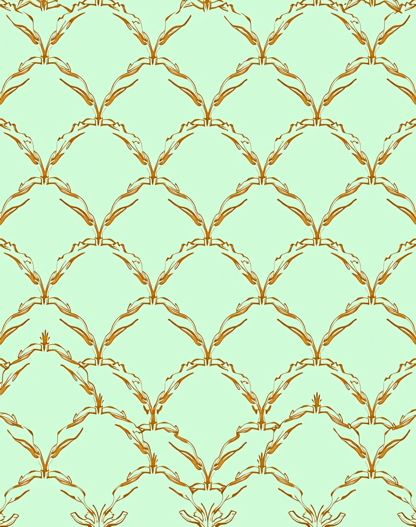 Golden Wheat Scallop Arrangement Rug