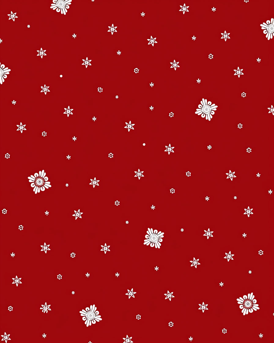 Rustic Red White Floral Scatter Rug