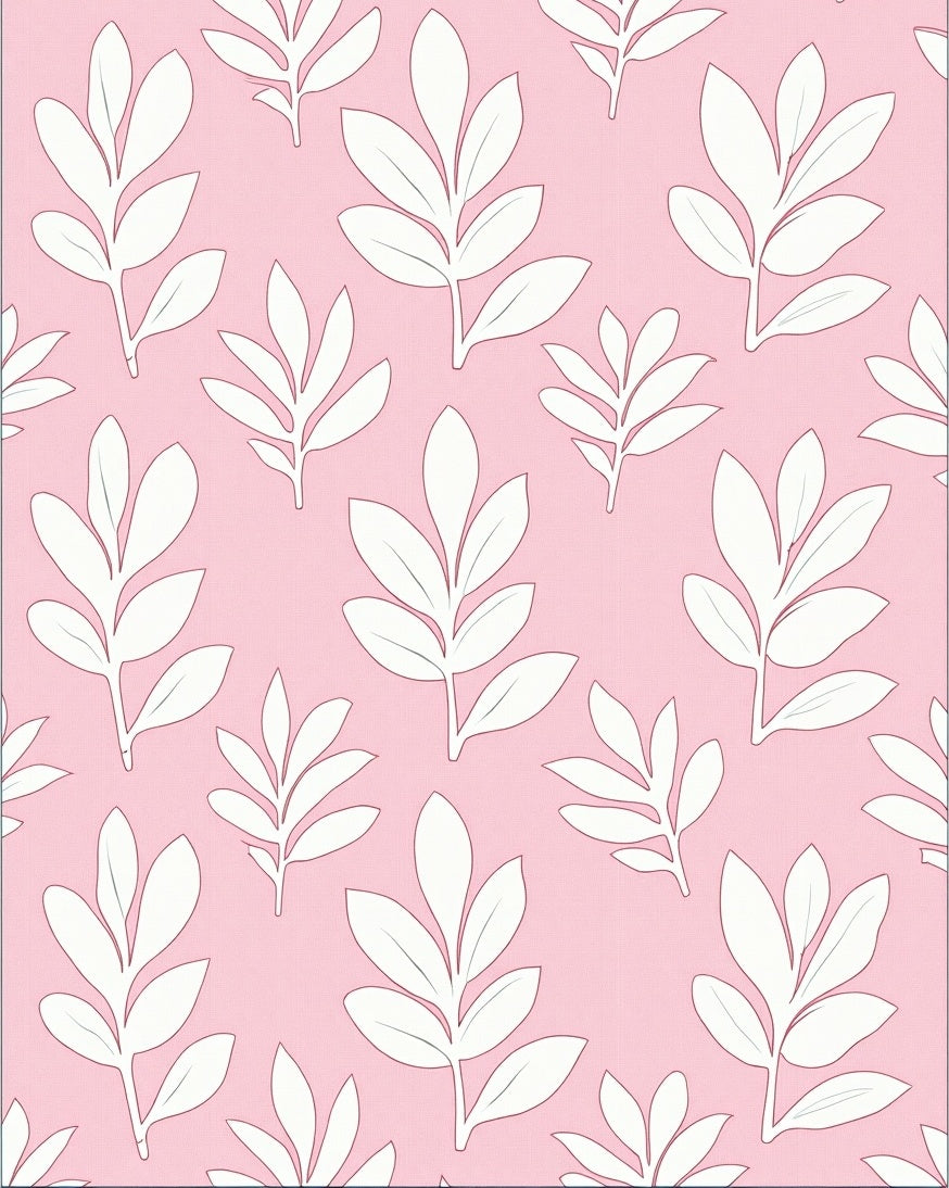 Blush Pink White Leafy Branch Repeat Rug