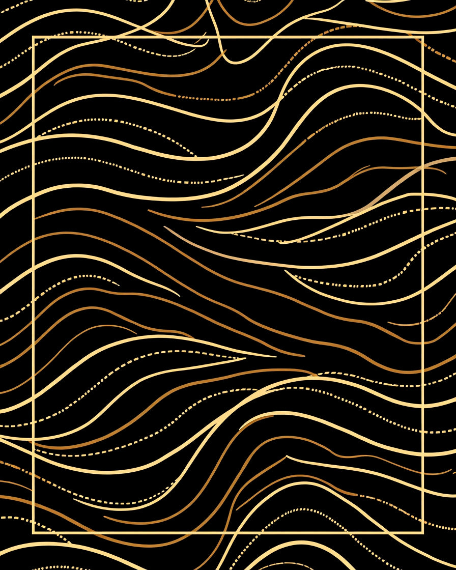 Golden Wavy Lines Abstract Rug