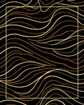 Golden Wavy Lines Abstract Rug