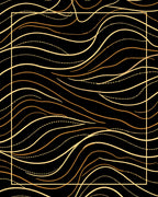 Golden Wavy Lines Abstract Rug