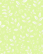 Light Green White Leafy Vine Swirl Rug