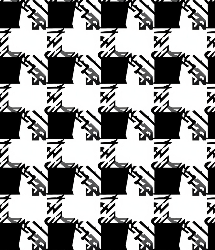 Bold Black And White Geometric Houndstooth Rug