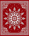 Crimson Snow Flake Mandala Border Rug