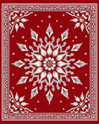 Crimson Snow Flake Mandala Border Rug