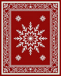 Crimson Snowflake Ornate Border Rug