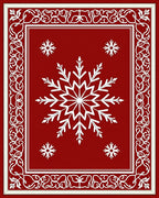 Crimson Snowflake Ornate Border Rug