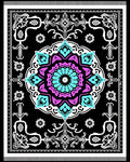 Vibrant Cyan Pink Medallion Kaleidoscope Rug