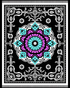 Vibrant Cyan Pink Medallion Kaleidoscope Rug