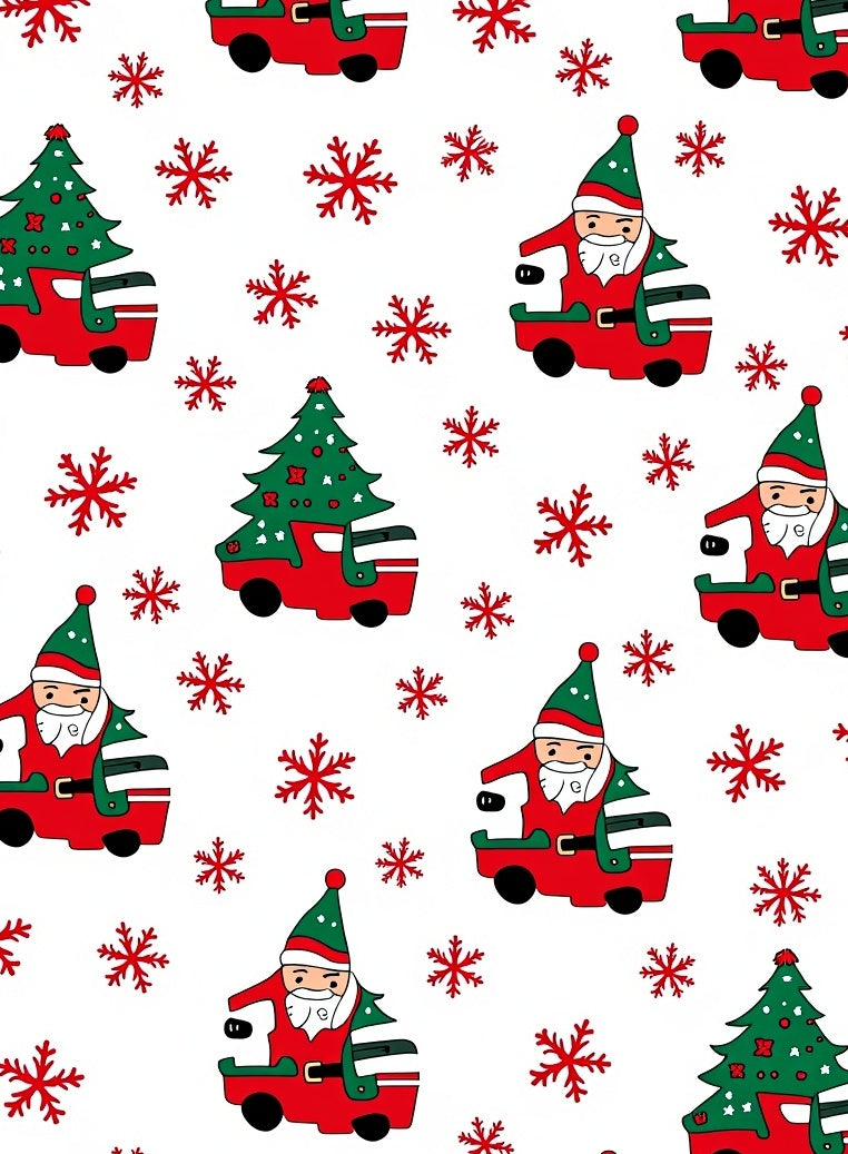 Red Santa Truck Christmas Tree Snowflakes Rug