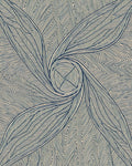 Dark Blue Leafy Swirl Abstract Rug