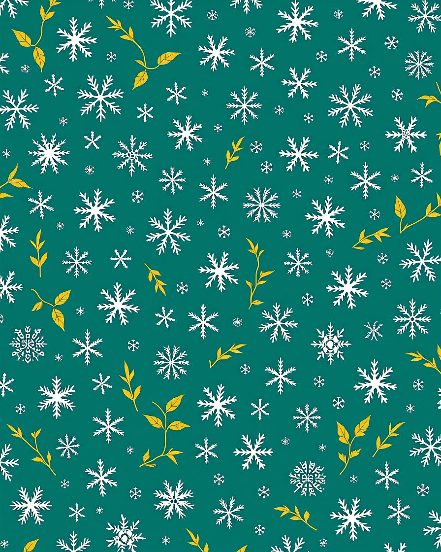 Teal White Snowflakes Gold Foliage Rug