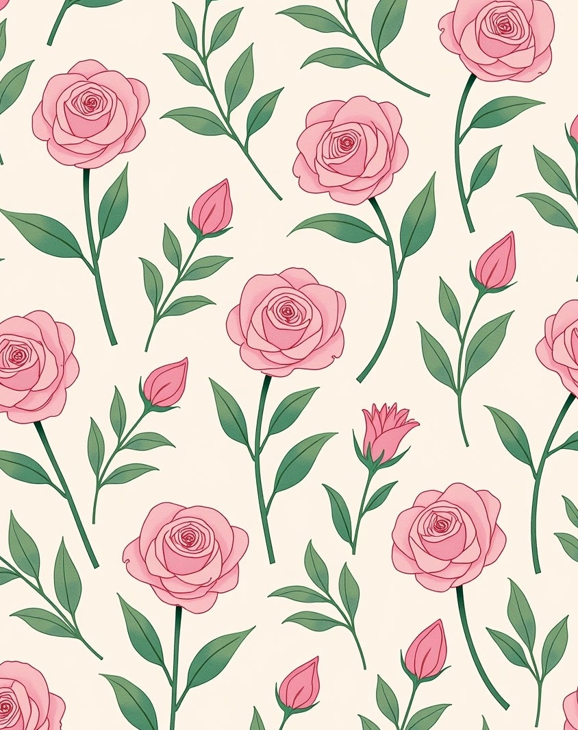 Pastel Pink Rose Garden Garland Rug