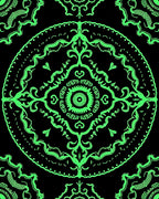 Neon Green Medallion Mandala Art Rug