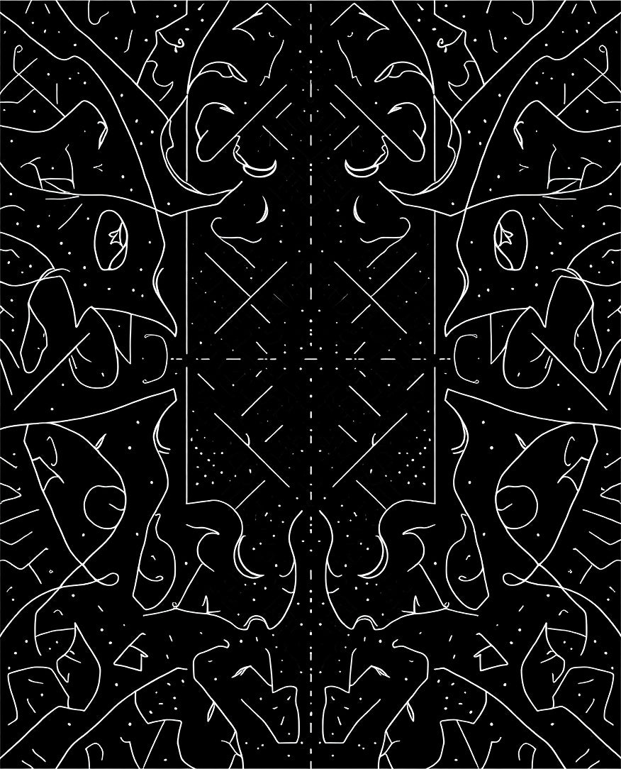 Bold White Celestial Creature Collage Rug