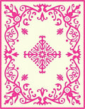 Vibrant Pink Floral Lattice Frame Rug