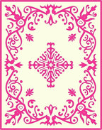 Vibrant Pink Floral Lattice Frame Rug