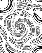 Abstract Black Swirl Organic Shape Rug