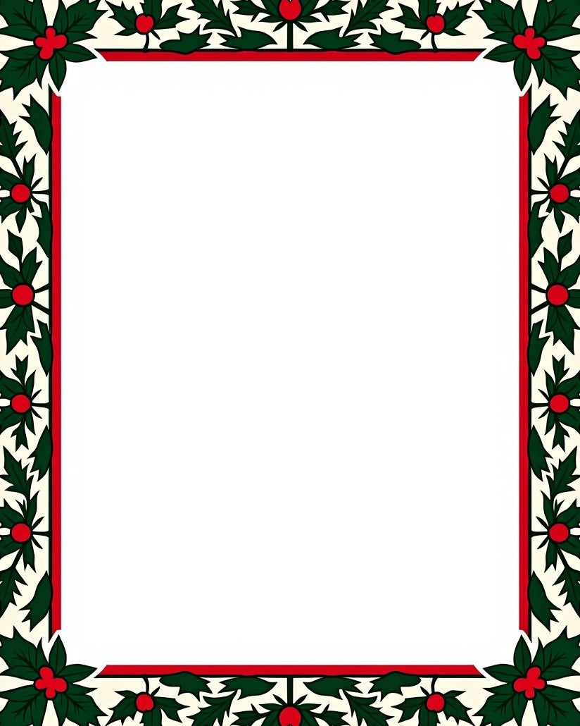 Holly Berry Red Green Border Rug