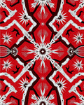 Bold Crimson Abstract Starburst Arrangement Rug
