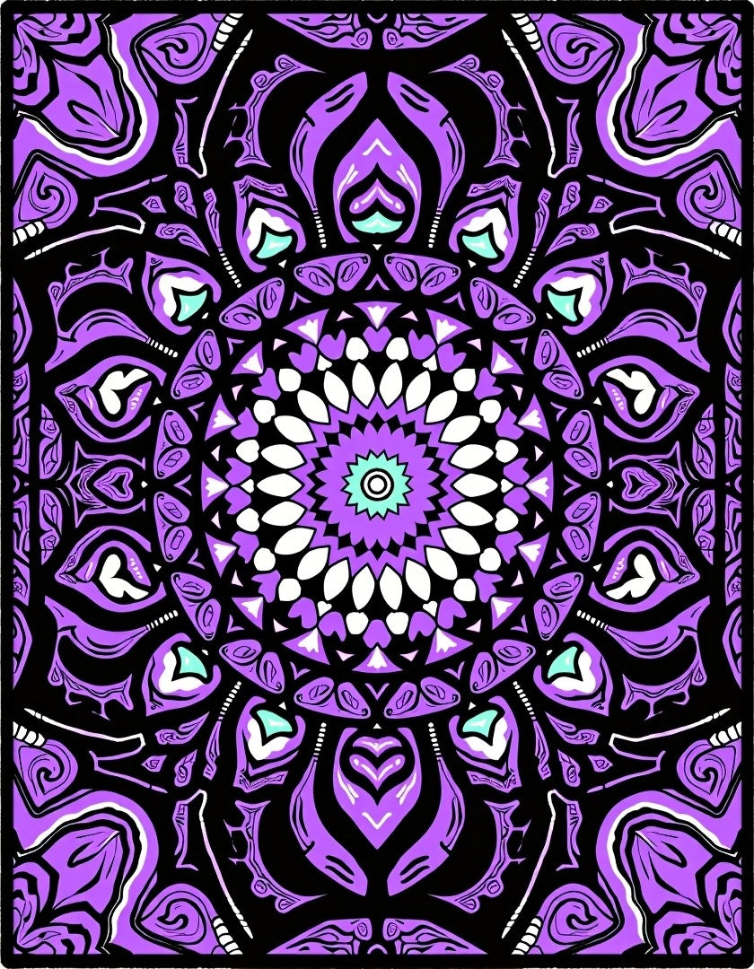 Vibrant Purple Mandala Swirl Rug