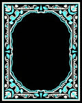 Ornate Teal Floral Mirror Frame Rug