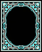 Ornate Teal Floral Mirror Frame Rug