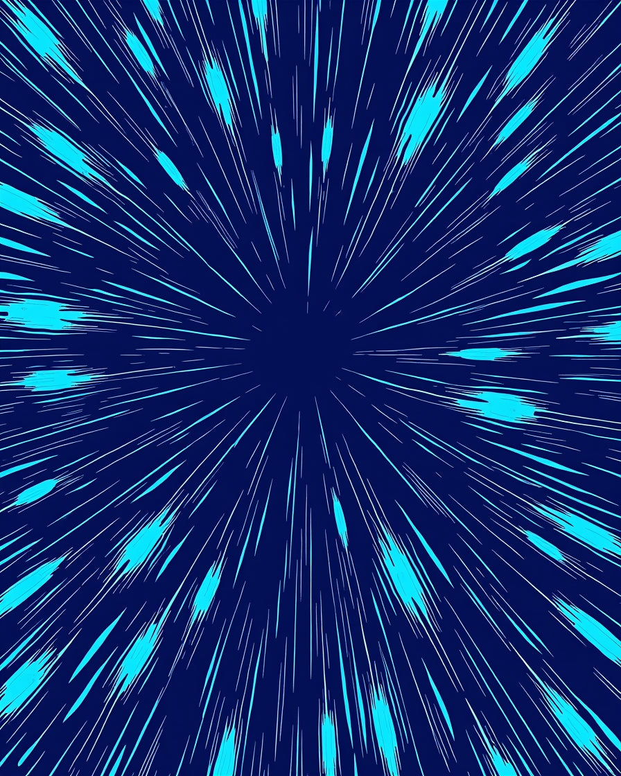 Electric Blue Burst Radial Lines Rug