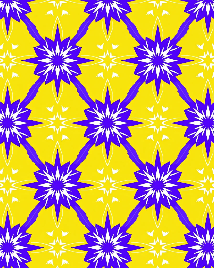 Vibrant Yellow Blue Starburst Rug