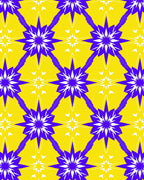 Vibrant Yellow Blue Starburst Rug